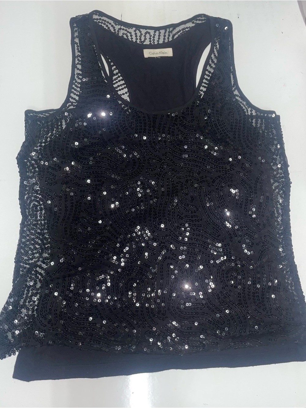 Calvin Klein Black Sequin Racerback Tank